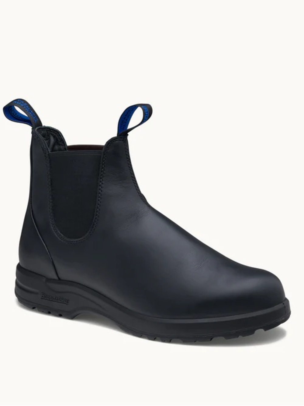 Blundstone Men's Black all Terrain thermal Boots with blue Pull Tabs